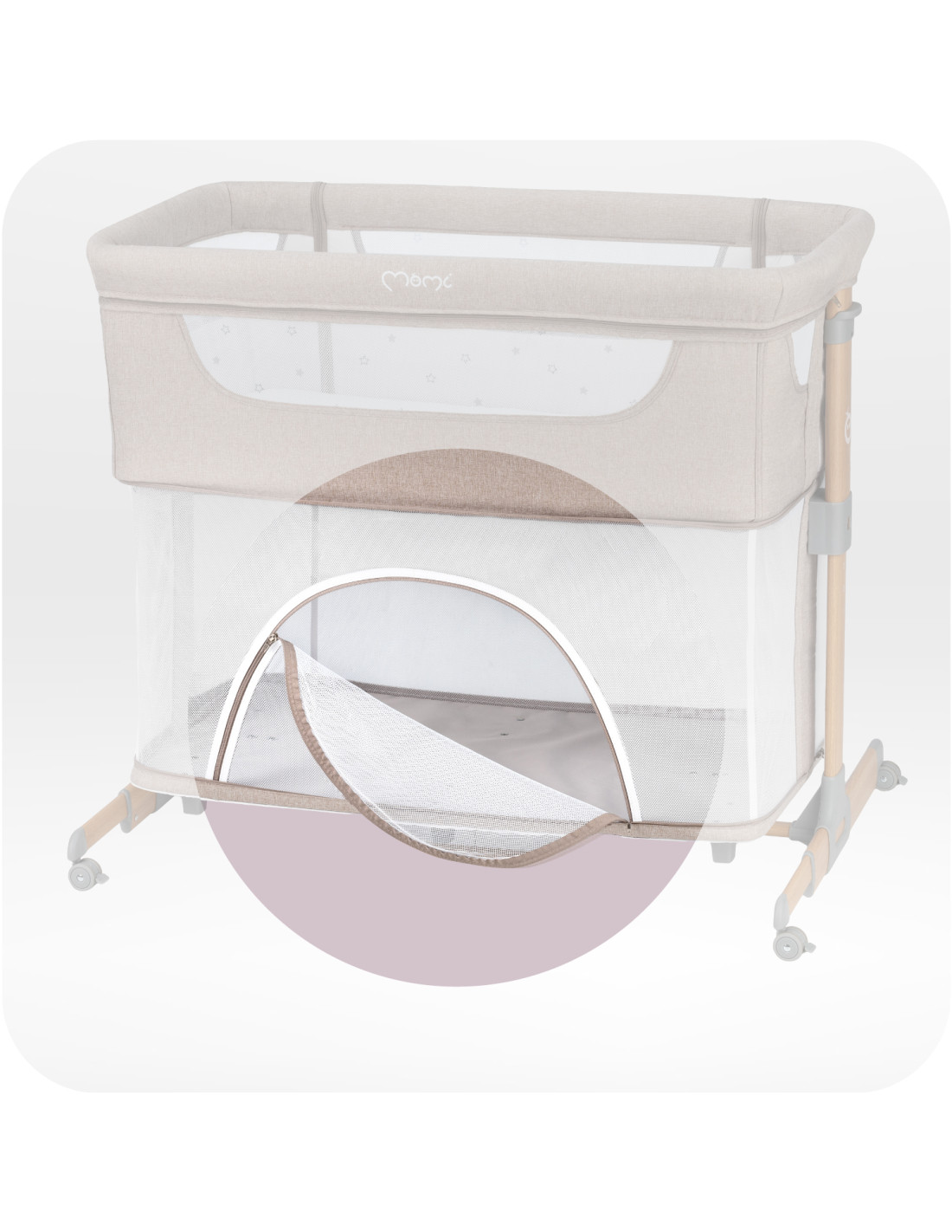 Momi Smart Bed Bedside Crib 4In1, Beige