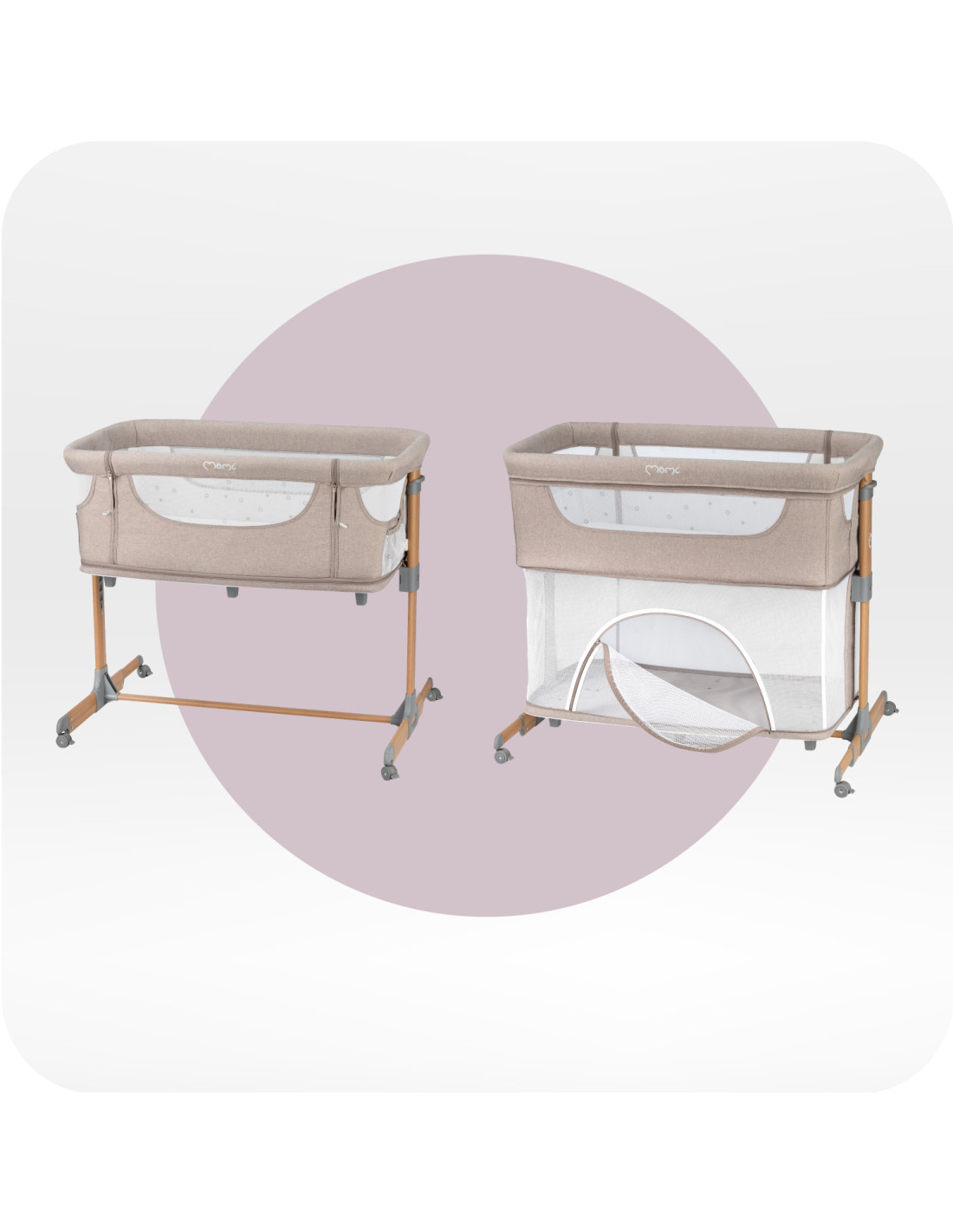 Momi Smart Bed Bedside Crib 4In1, Beige