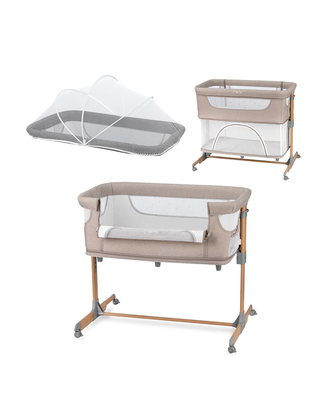Momi Smart Bed Bedside Crib 4In1, Beige