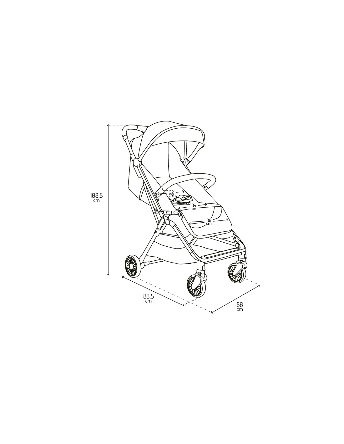 MoMi ANDREA Stroller Self-folding, Black