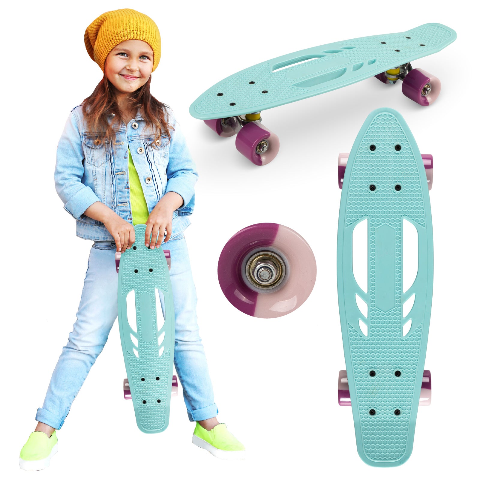 QKIDS GALAXY Skateboard, Ljusblå