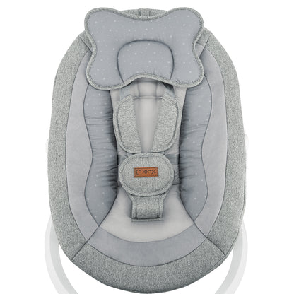 MoMi PEARL, Elektrisk babysitter med 360° rotation och Bluetooth Grå