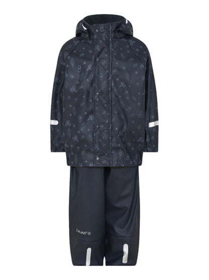 CeLaVi Rainwear Set AOP PU, Dark Navy