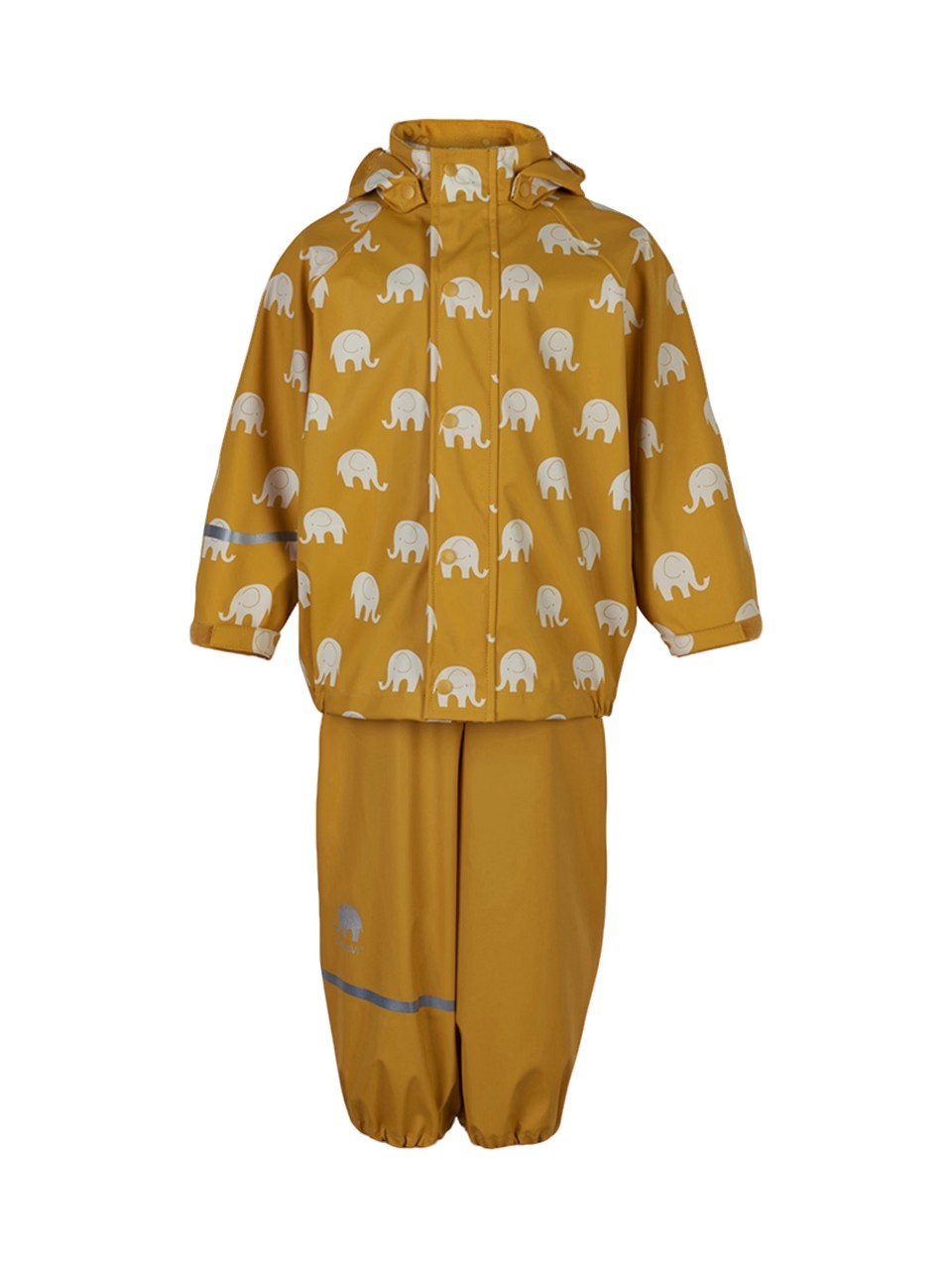 CeLaVi Regnställ Med Elefanter PU, Mineral Yellow
