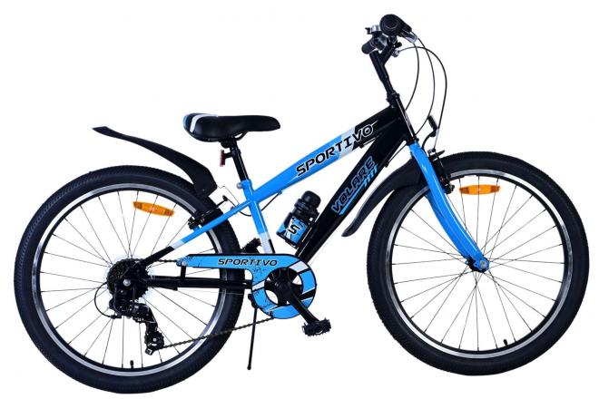 Volare Sportivo Barncykel 24 tum, Svart Blå 7 Växlar