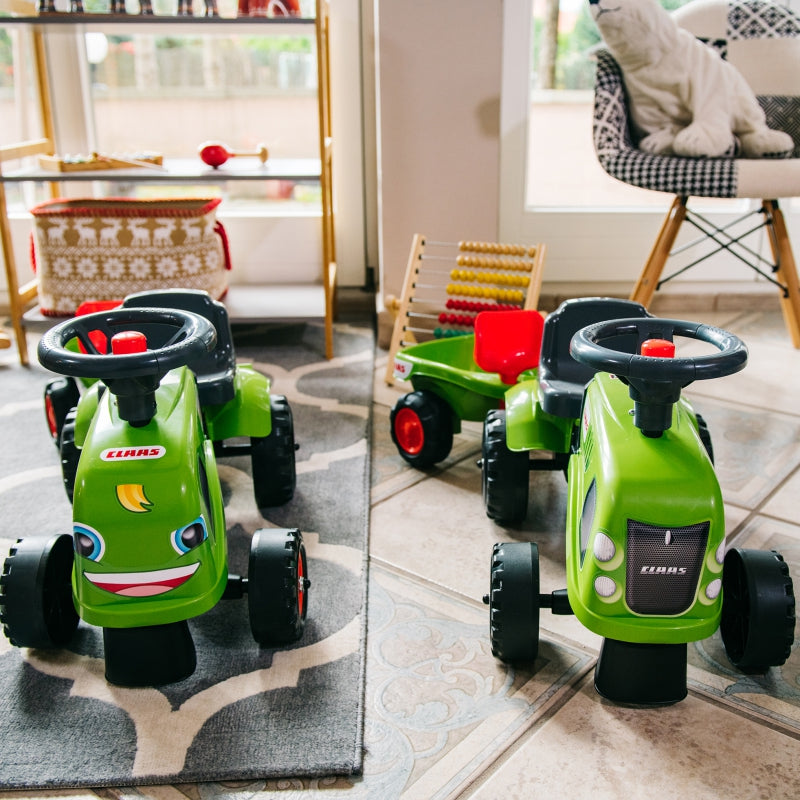 FALK Baby Claas Traktor Grön med Trailer + tillbehör. från 1 år