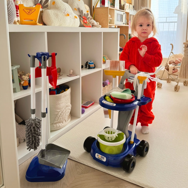 WOOPIE Rengöringsset på hjul XXL Trolley 3in1 29 st. Blå