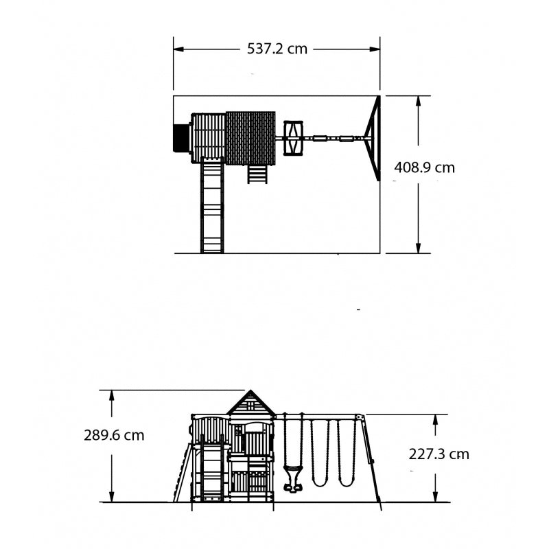 Enorma Lekplats Hus Swing Slide Sandlåda Bakgård