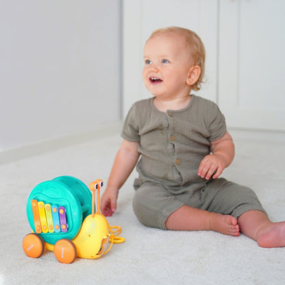 WOOPIE Pulling Snail 4in1 cymbaler Sensory Gears Launcher + liten bil