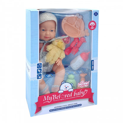 WOOPIE ROYAL Baby Doll 36 cm i teddybjörnskläder Mattillbehör