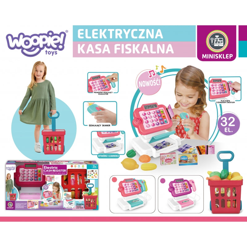 WOOPIE Kassaapparat med tillbehör och kundvagn