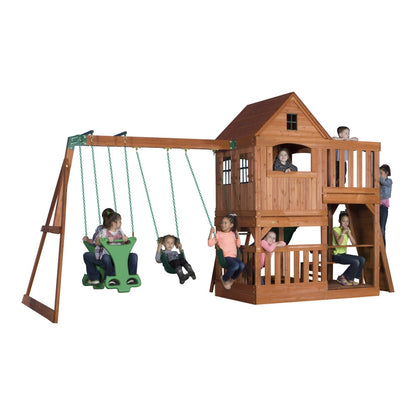 Enorma Lekplats Hus Swing Slide Sandlåda Bakgård