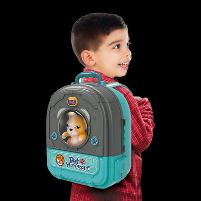 WOOPIE Little Vet Set 3-i-1 hundhus i en ryggsäck