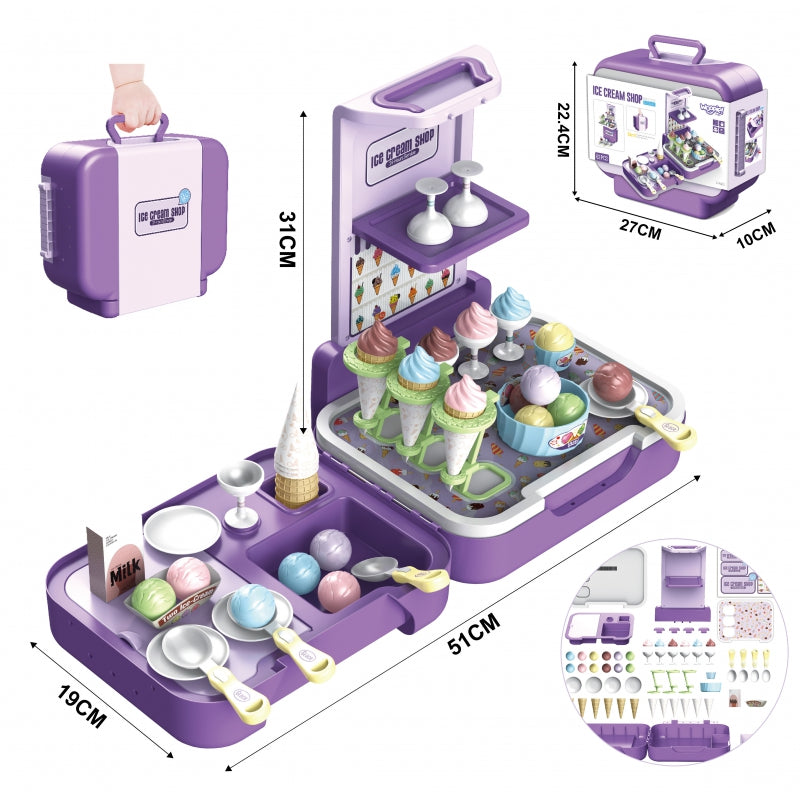 WOOPIE Resväska med glass 3in1 Köksbutik Bärbar glassbar 62 st.