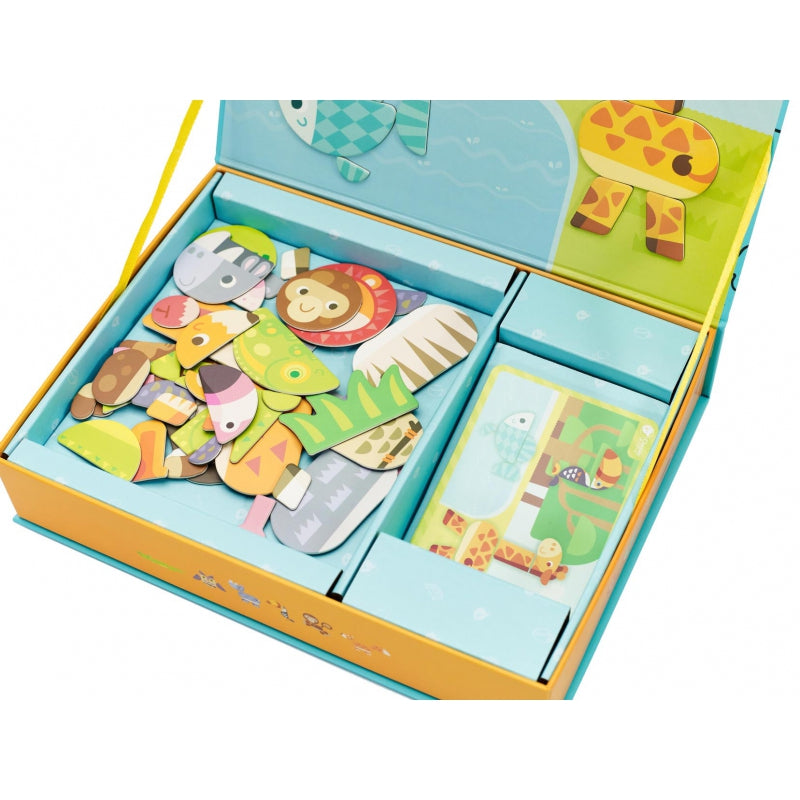 CLASSIC WORLD Magnetic Puzzle Animals Board Blocks Pussel Memory 60 st.