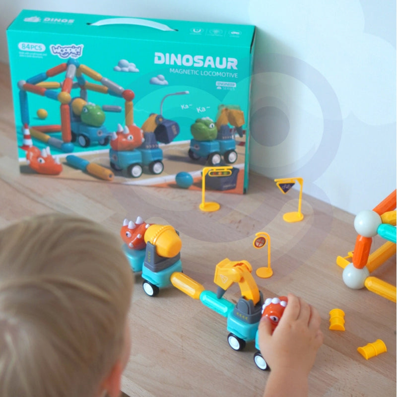 WOOPIE Magnetiska byggstenar Dinosaurier Konstruktion 84 st.