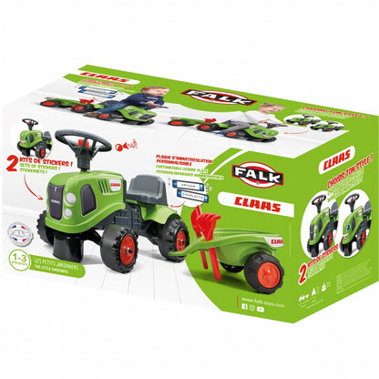 FALK Baby Claas Traktor Grön med Trailer + tillbehör. från 1 år