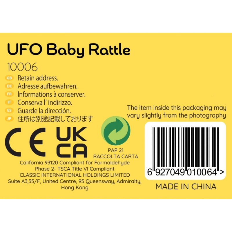 CLASSIC WORLD Trä Rattle UFO Rymdskepp