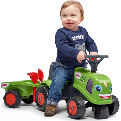 FALK Baby Claas Traktor Grön med Trailer + tillbehör. från 1 år