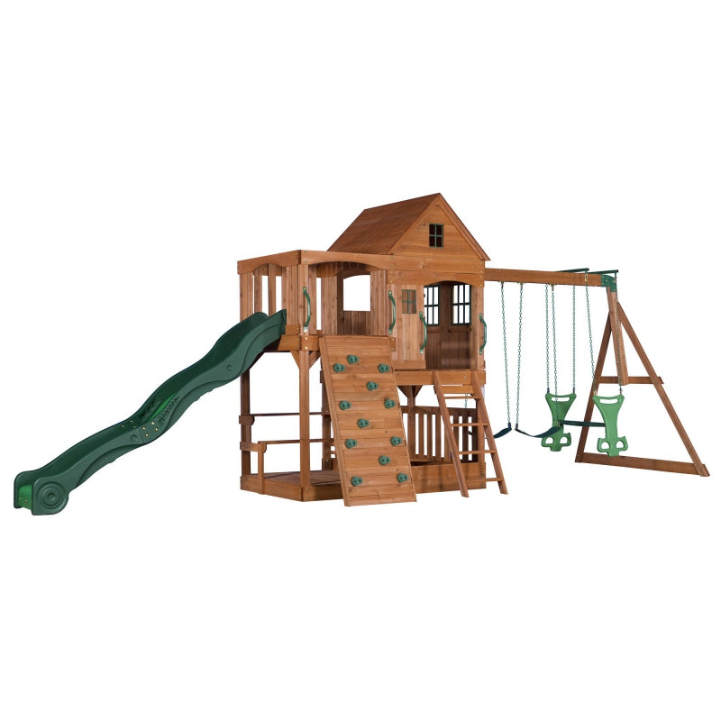 Enorma Lekplats Hus Swing Slide Sandlåda Bakgård