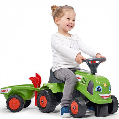 FALK Baby Claas Traktor Grön med Trailer + tillbehör. från 1 år