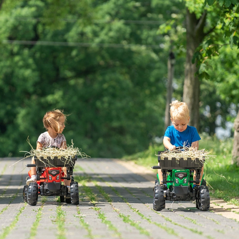 FALK Supercharger Traktor Röd Öppningshuv med Släp + Skopa Från 2 År