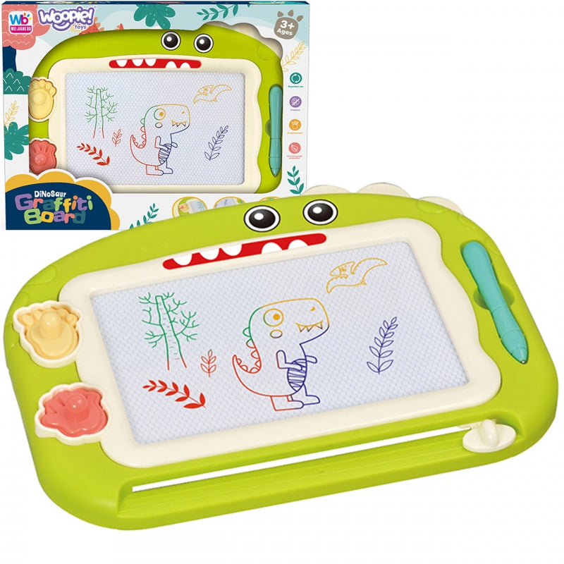 WOOPIE Scrapbook Färgglad magnettavla + 2 dinosauriestämplar