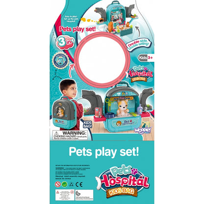 WOOPIE Little Vet Set 3-i-1 hundhus i en ryggsäck