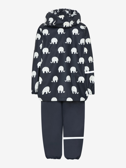 CeLaVi Regnställ Med Elefanter PU, Dark Navy